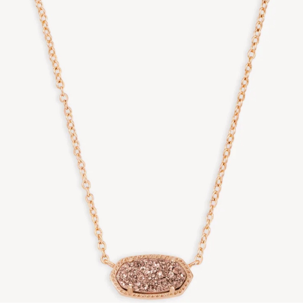 Kendra Scott Elisa Rose Gold Pendant Necklace In Iridescent Drusy 30$
